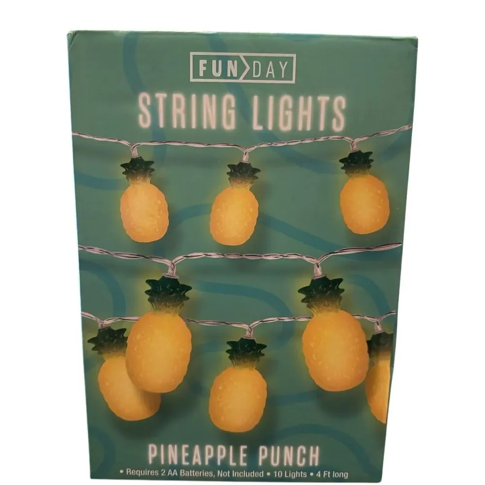 Pineapple String Lights Fruit Yellow Tropical Summer Party Decor Fun Day Coastal